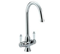 Bristan Renaissance Traditional Kitchen Tap - Swivel spout, Two Lever EasyFit Chrome Kitchen Sink tap, RS SNK EF C