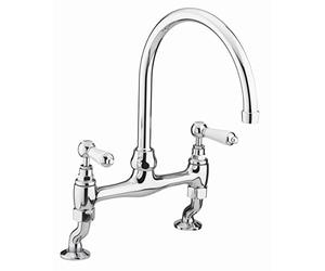 Bristan Renaissance Traditional Bridge Kitchen Tap, Chrome, RS DSM C | Traditional design, Swivel spout, Dual lever operation, Kitchen mixer tap, Lifetime Cover