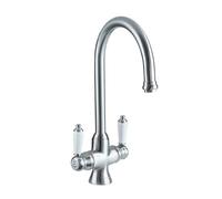 Bristan Renaissance Traditional Kitchen Tap, Brushed Nickel, RS SNK EF BN | Traditional Design, Swivel spout, Top fix EasyFit installation, Dual lever operation, Kitchen mixer tap, Lifetime Cover