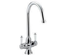 Bristan Renaissance Traditional Kitchen Tap - Swivel spout, Two Lever EasyFit Chrome Kitchen Sink tap, RS SNK EF C
