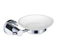 Bristan Round Soap Dish Chrome Frosted Glass Wall Mounted Holder RD DISH C