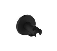 Bristan Round Wall Outlet with Handset Holder Bracket, 1/2" Shower Hose Connector, Secure Fixing Components, Black Finish