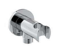 Bristan Round Wall Outlet with Shower Handset Holder | Chrome | Metal | 80mm x 80mm x 80mm