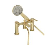 Bristan Saffron Bath Shower Mixer with Easy Clean Handset, Deck Mounted, Brushed Brass Finish