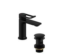 Bristan Saffron Bathroom Taps, Black Small Basin Mixer tap | SAF ES SMBAS BLK, Ecostart, Includes clicker waste, Bathroom sink tap,Matching bath taps and showers available,Lifetime Cover