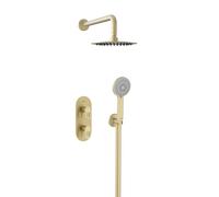 Bristan Saffron, Concealed Thermostatic Shower Kit with Three Outlets, Safe Touch Technology, Brushed Brass Finish