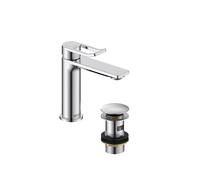 Bristan Saffron Eco Start Basin Mixer with Clicker Waste, Deck Mounted Bathroom Tap, Chrome Finish