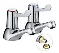 Bristan Saracen Quarter Turn Lever 1/2" Basin Pillar Taps Chrome Plated Metal Backnut
