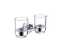 Bristan Solo Wall Mounted Double Tumbler Holder | Chrome | Glass | 187mm x 95mm x 76mm