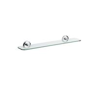 Bristan Solo Wall Mounted Glass Bathroom Vanity Shelf | Chrome | 600mm x 67mm x 133mm