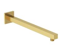 Bristan Square 340mm Wall Mounted Shower Arm, Stainless Steel Construction, Secure Fixing Components, Brushed Brass Finish