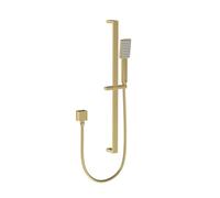 Bristan Square Riser Rail Shower Kit and Wall Outlet, Wall Mounted, Brushed Brass Finish