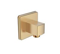 Bristan Square Shower Wall Outlet with 1/2" Shower Hose Connector, Secure Fixing Components, Brushed Brass Finish