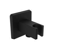 Bristan Square Wall Outlet with Handset Holder Bracket, 1/2" Shower Hose Connector, Secure Fixing Components, Black Finish