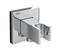 Bristan Square Wall Outlet with Shower Handset Holder | Chrome | Brass | 78mm x 80mm x 80mm