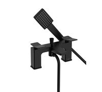 Bristan Tangram Bath Shower Mixer with Easy Clean Handset, Deck Mounted, Black Finish