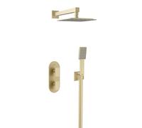 Bristan Tangram, Concealed Thermostatic Shower Kit with Two Outlets, Safe Touch Technology, Brushed Brass Finish