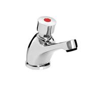 Bristan Timed Flow Soft Touch Flow Regulated Single Basin Tap with Hot and Cold Indices | Chrome | Brass | 50mm x 101mm