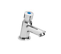 Bristan Timed Flow Soft Touch Flow Regulated Single Luxury Basin Tap with Hot and Cold Indices | Chrome | Brass | 50mm x 118mm