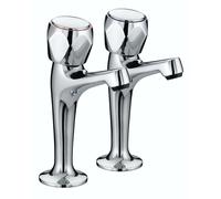 Bristan Club High Neck Sink Pillar Taps Chrome With Metal Heads Vac Hnk C Mt