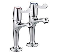 Bristan VAL HNK C CD Value Lever High Neck Pillar Kitchen Sink Taps with 3" (76mm) Levers, Chrome