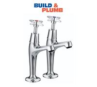 Bristan X Cross Head High Neck Pillar Kitchen Sink Taps Chrome - 1 Pair