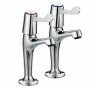 Bristan Value High Neck Pillar Kitchen Sink Mixer Taps Hot And Cold Chrome