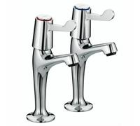 Bristan Value High Neck Pillar Kitchen Sink Mixer Taps Hot And Cold Chrome