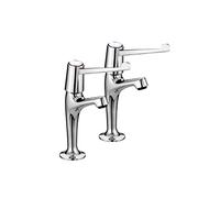 Bristan Value High Neck Pillar Taps with Durable Ceramic Disc Valves, Deck Mounted, Chrome Finish