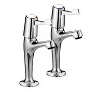 Bristan Lever High Neck Pillar Taps Chrome with Ceramic Disc Valves, Chrome Plated