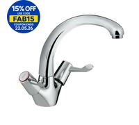 Bristan Value Kitchen Sink Mixer Tap Double Lever Single Flow Chrome