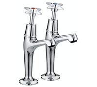 Bristan VAX HNK C Value Crosshead High Neck Kitchen Sink Pillar Taps, Chrome, Metallic