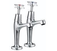 Bristan X Cross Head High Neck Pillar Kitchen Sink Taps Chrome - 1 Pair