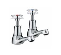 Bristan VAX 1/2 C 5412, Metal Cross Top Basin Taps - Chrome Plated