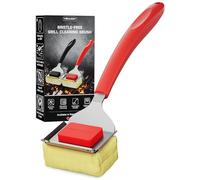 Bristle Free Grill Brush with Scraper for Outdoor Grill Cleaning, Safe Steam BBQ Grill Cleaner, Replaceable Head, Grilling Accessories for Cast Iron, Stainless Steel, Porcelain, Ceramic Grates - Red
