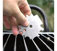 Bristle-Free Stainless Steel Grill Scraper, Multi-Groove BBQ Grate Cleaning Tool for Gas, Charcoal, Pellet Grills and Indoor Ovens, Compact Pocket Size Camping Accessory