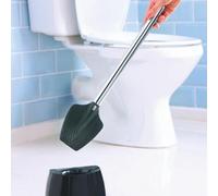 Bristle-Free Toilet Brush, Flexible Tpr Head, Hygienic, Drip-Free, With Storage Pot, L41Cm