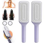 Bristleflex, Hair Brush, Self-Cleaning Anti-Static Massage Comb, Self Cleaning Hair Brush with Rotating lifting, 2025 New Upgrade Comb for All Hair, 3D Air Cushion Hair Brush (2PCS-A)
