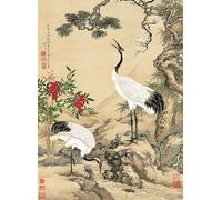 Bristlegrass 1000-Piece Jigsaw Puzzle for Adults-Chinese Qing Dynasty Old Master Shen Quan Masterpieces of Art Pine, Plum Blossom and Cranes Gift Puzzle Enthusiasts Unique Brain Teaser (1000pcs)
