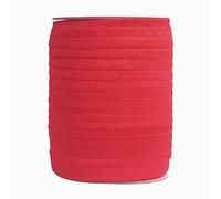 Bristlegrass Shiny Fold Over Elastic Band for Sewing 5/8" 15mm FOE Roll Spool Stretchy Ribbon for Hair Tie Headband Dress DIY Sewing Trim (B-5/8 Inch x 50 Yards,RED)