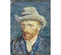 Bristlegrass Wooden Jigsaw Puzzles 500 Piece Puzzles for Adults Van Gogh Famous Paintings -Self Portrait with Hat Vincent Van Gogh Portrait in Pointillism Gifts Painting Puzzles (500 pcs)