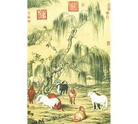 Bristlegrass Wooden Jigsaw Puzzles for Adults 1000 Pieces Chinese Style Painting Lang Shining - Eight fine Horses Eight Stallions Gifts Art Collectibles Decorative Painting Puzzles (1000 pcs)