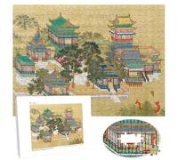 Bristlegrass Wooden Puzzles - 500 Piece Chinese Style Genre Painting Zhang Zeduan - Qingming shanghe tu - Royal Garden Gifts Decorative Painting for Adults