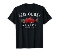 Bristol Bay Alaska Salmon Fishing Since 1818 White Letters T-Shirt