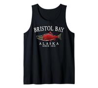 Bristol Bay Alaska Salmon Fishing Since 1818 White Letters Tank Top