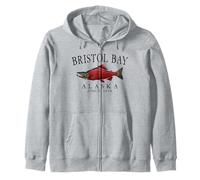 Bristol Bay Alaska Salmon Since 1818 Arched Black Letters Zip Hoodie