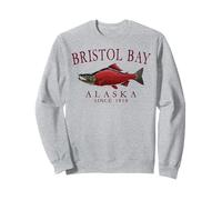 Bristol Bay Alaska Salmon Since 1818 Arched Burgundy Letters Sweatshirt