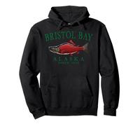 Bristol Bay Alaska Salmon Since 1818 Arched Green Letters Pullover Hoodie