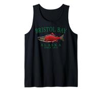 Bristol Bay Alaska Salmon Since 1818 Arched Green Letters Tank Top