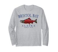 Bristol Bay Alaska Salmon Since 1818 Navy Blue Letters Long Sleeve T-Shirt